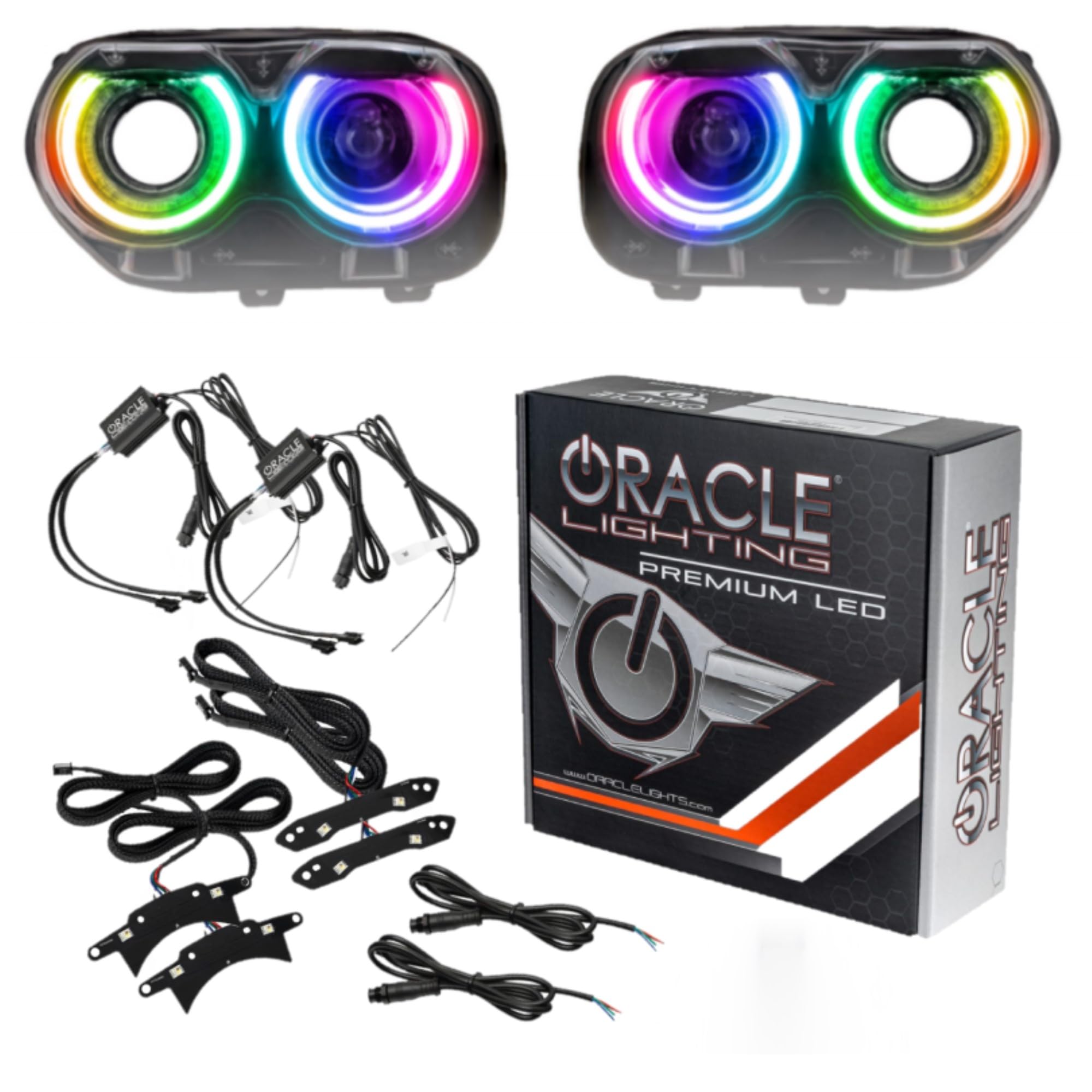 ORACLE Lighting 1329-339 ColorSHIFT LED RGB+W Headlight DRL Upgrade Kit fits 2015 2023 Challenger - Custom Look - No Cutting for Easy Installation