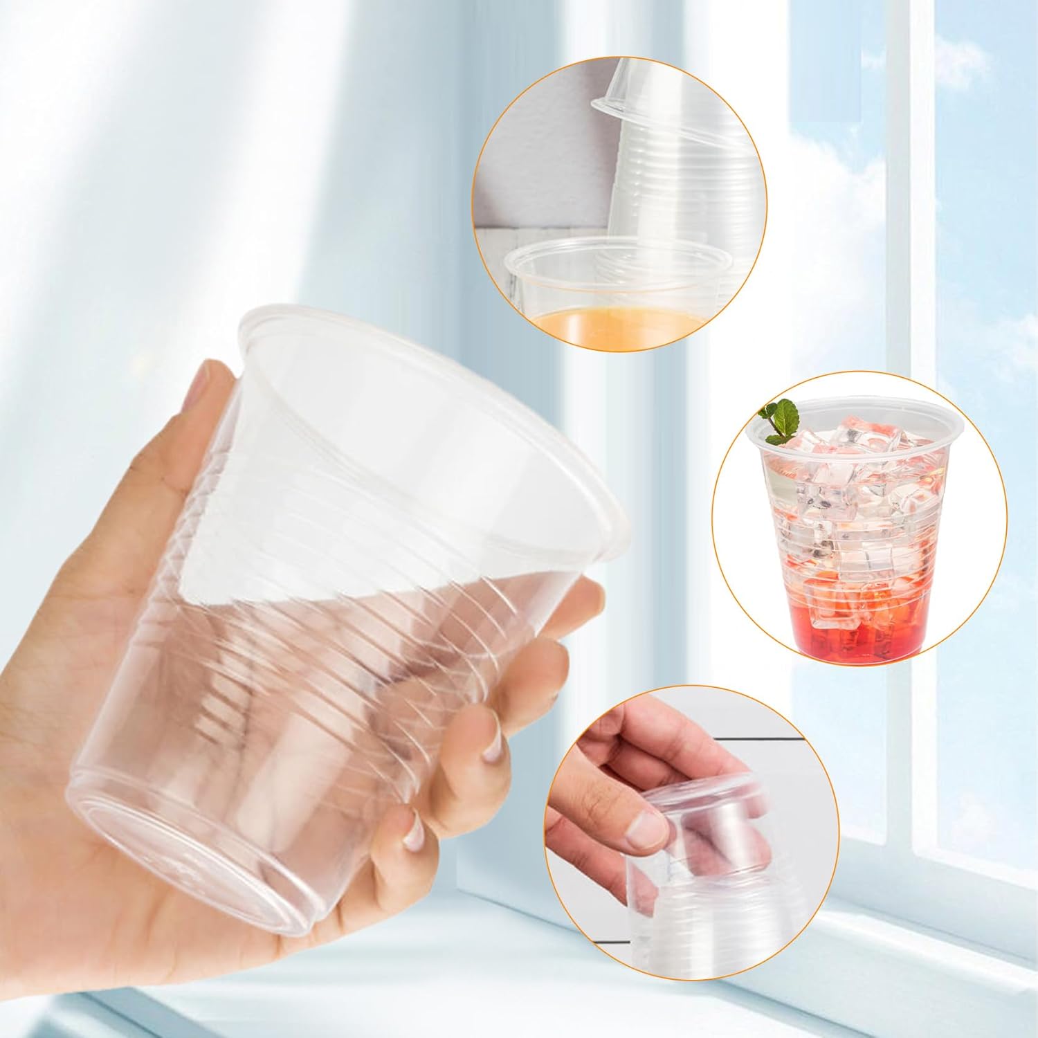 RACETOP 300 pack 12 oz Disposable Plastic Cups, Clear Plastic Cups Bulk, Transparent for Wedding, Thanksgiving, Birthday, Halloween, Christmas Party - Image 3