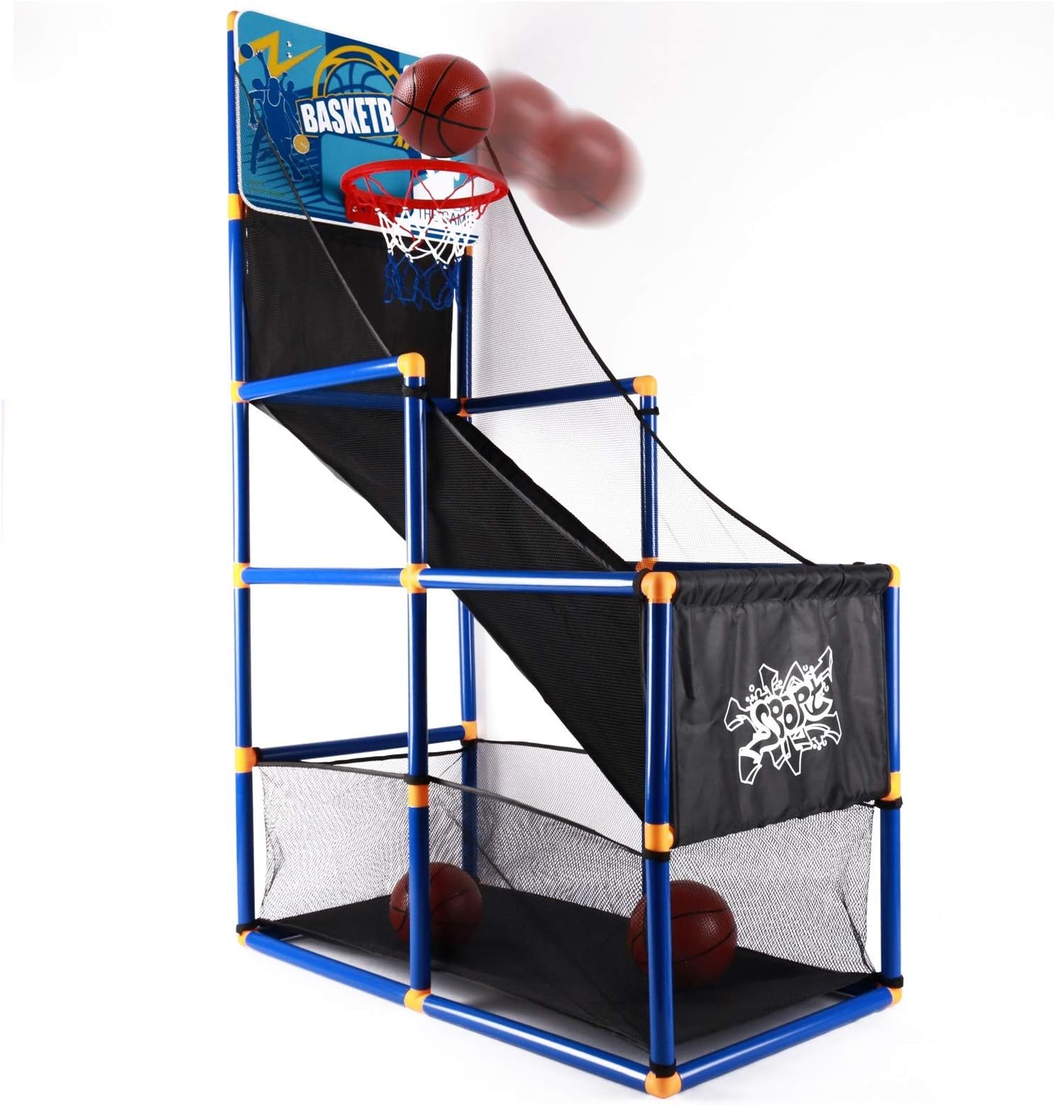 Kids Home Basketball Court Shooting Game Includes 2 Balls Air Pump And Slide Ramp Great For Indoor Arcade Practice Improves Scoring Accuracy Sports Toys Active Play Gift For Children Boys Girls