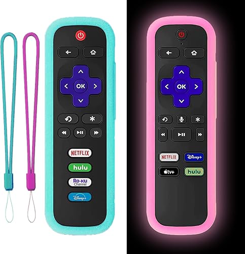 Paquete de 2 fundas protectoras de silicona para mando Roku  TCL Hisense Roku Remote Case universal para Roku Express 4K+ 2021  Roku Streaming