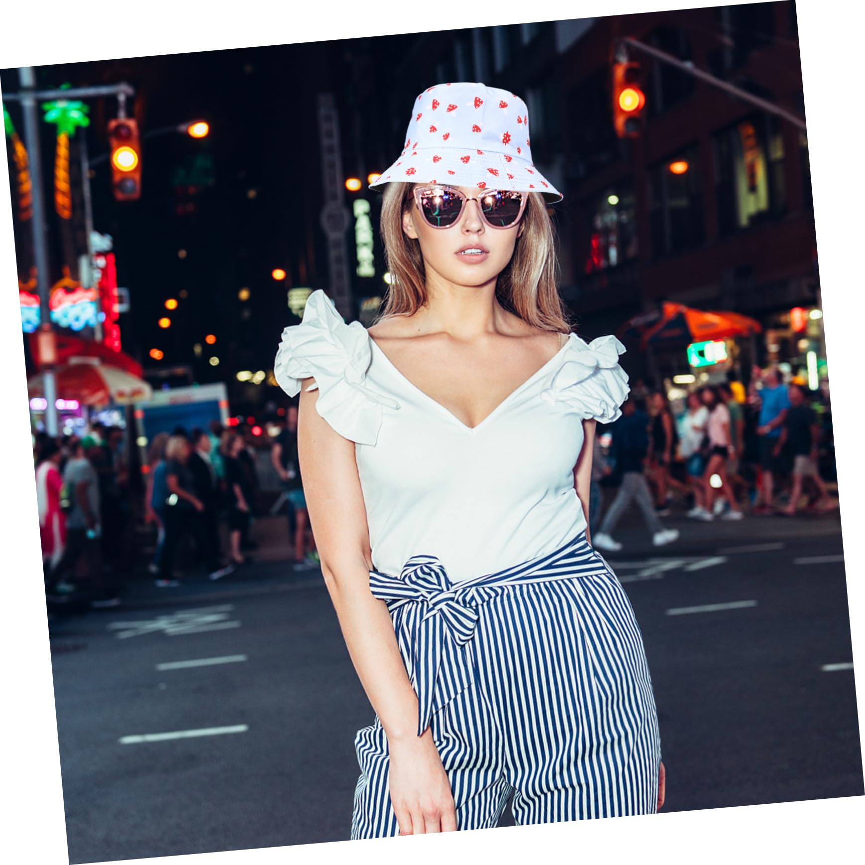 FRCOLOR Chapeau Seau Champignon Bucket Hat bob Champignon Chapeaux Chapeau de Plage pour Femme Bonnet de Plage extérieur Bonnet en Coton Respirant Chapeau de pêcheur Sky-Blue