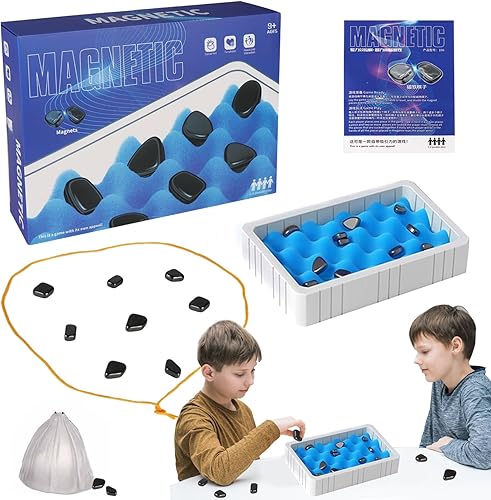 Juego de imán juego de ajedrez magnético, tablero magnético de ajedrez con piedras magnéticas con ranura de esponjacuerda, juego de mesa magnético,