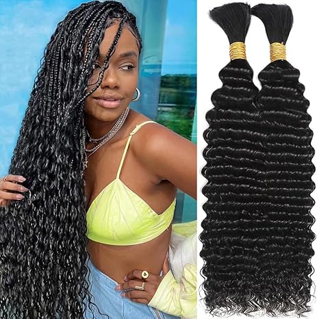 Boho Winter Braid Hairstyle: 20" Deep Wave Human Hair Extensions