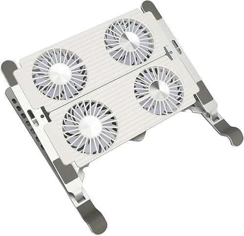 Dpofirs Adjustable Laptop Stand with Fixed Fan, Aluminum Laptop Stand for Office, Kitchen, Bedroom