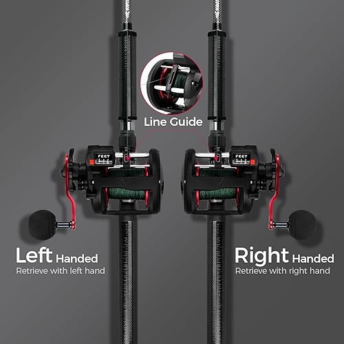 Miniatura 7 de KastKing ReKon Round Baitcasting Fishing Reel, Conventional Baitcasting Reel, Line CounterLevel Wind Trolling Reel, Powerful Carbon Disc Drag,