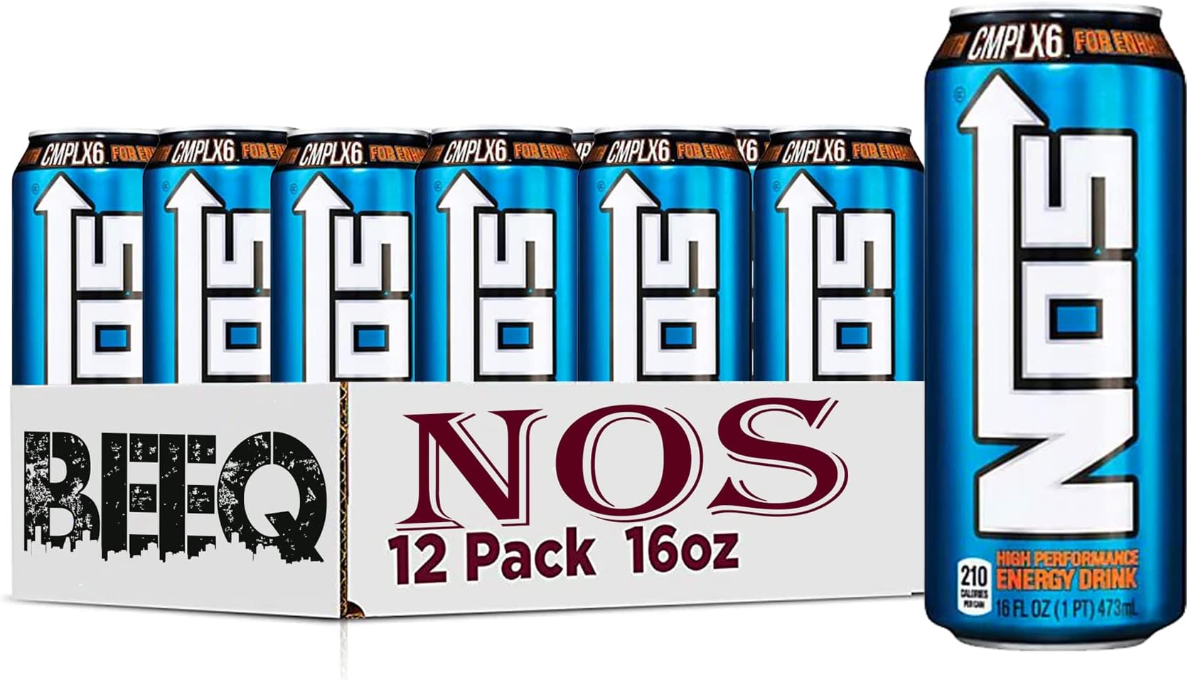 (Pack of 12) Nos - 16 Fl Oz High Performance Energy Drink.
