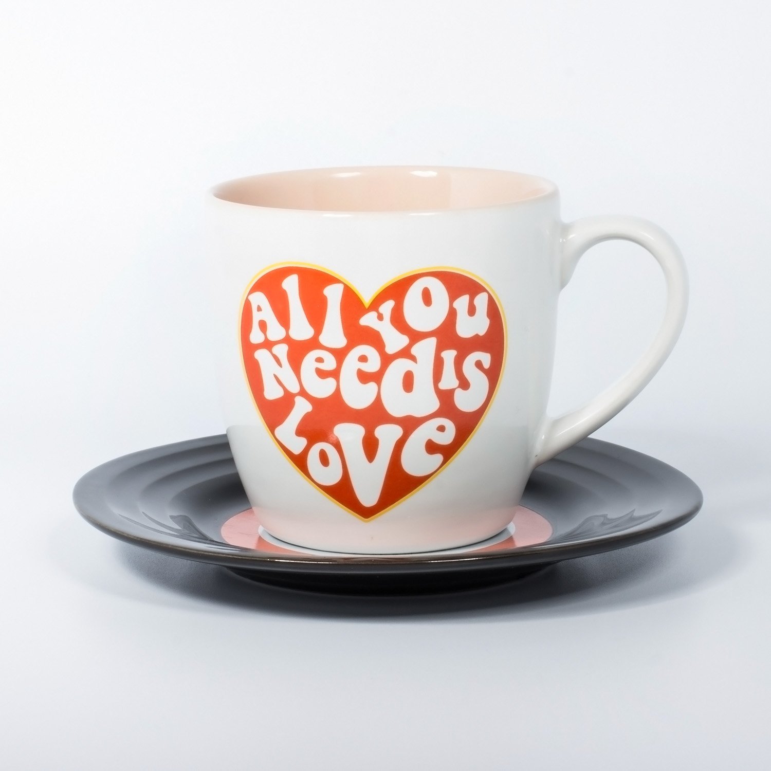 Thumbs Up UK LMMUGLOVE1 Love Heart Lyrical Mug and Saucer Set, Multicolor