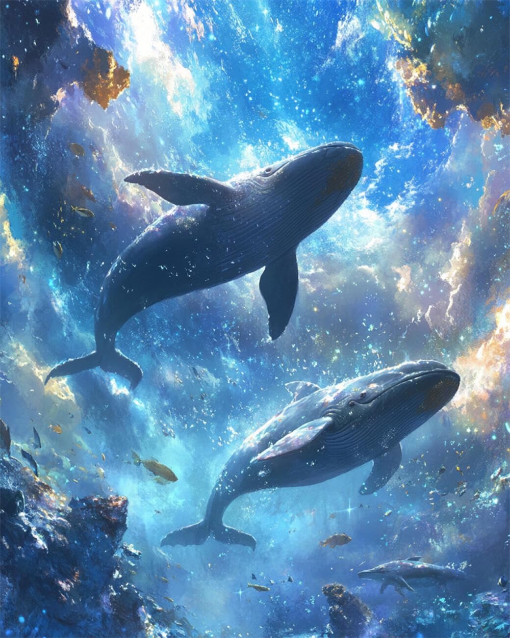 Rkflgew G Diy Embroidery Beads Set Starry Sky And Whales 40X50cm