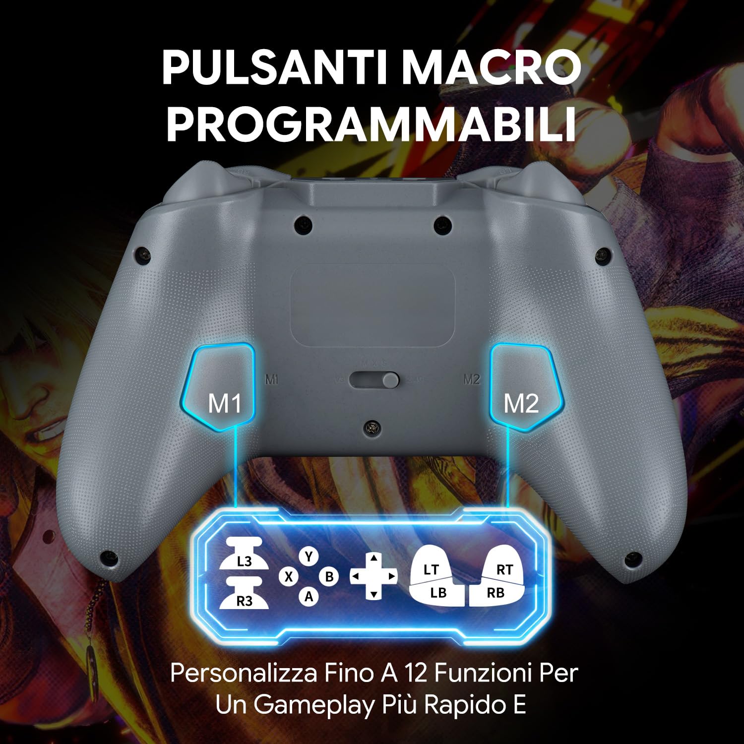 NITHO KARMA Controller Wireless Compatibile con Switch, Switch 2, PC, iOS e Android, Gamepad con Hall Effect, Tasti Posteriori Programmabili, Turbo, Giroscopio a 6 Assi e Doppia Vibrazione – Grigio