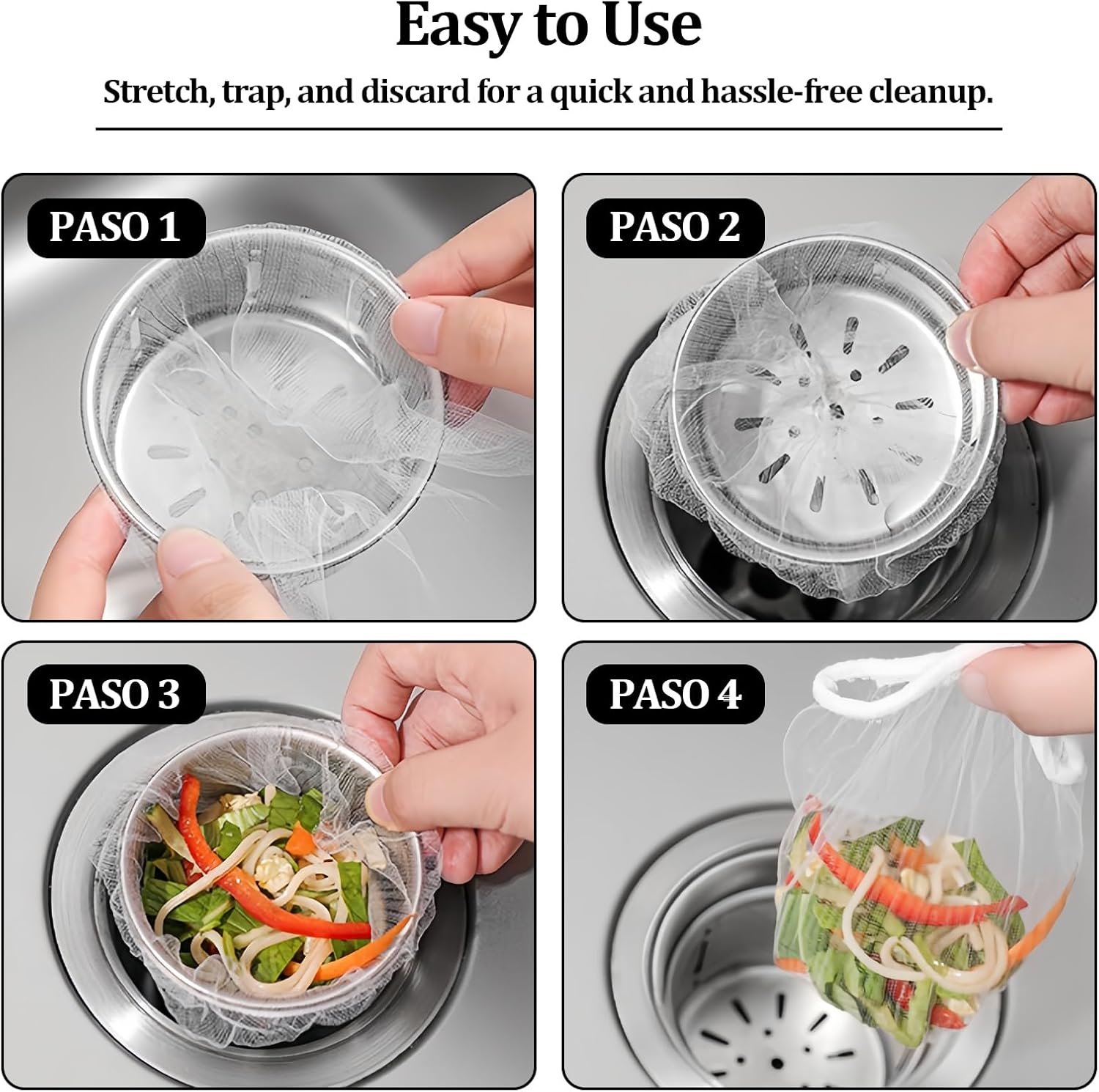 200 PCS Kitchen Sink Drain Strainer Mesh Bag and PP Extraction Box, Disposable Mesh Sink Strainer Bags for Collecting Kitchen Food Waste Leftover Garbage