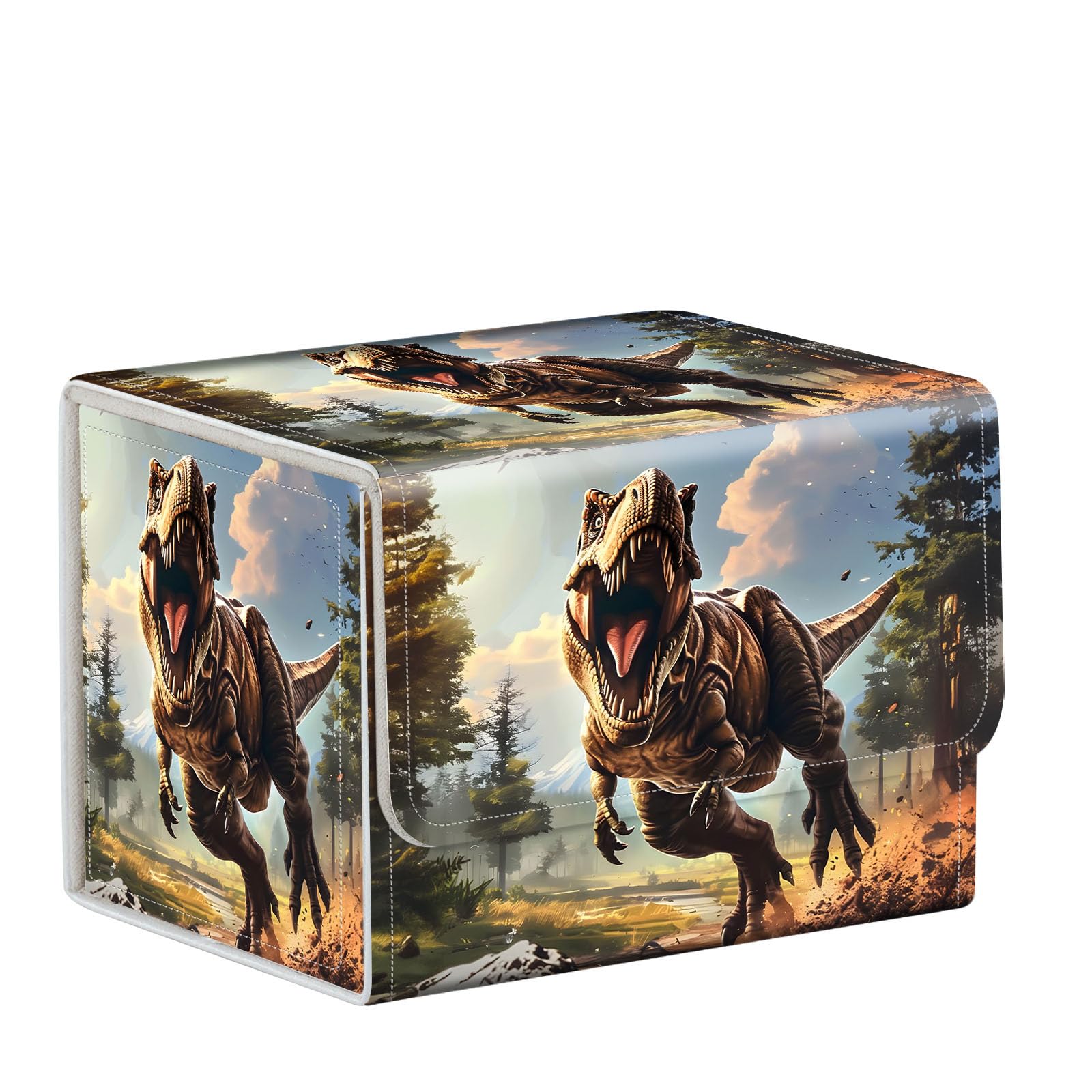 ETLKJVBL MTG Card Storage Solution - MTG Card Box for Commander Decks,High-capacity Anime Card Sleeves,The best choice for sending Game mates,Pretty Pattern design for Deck Box(Ferocity Dinosaur)