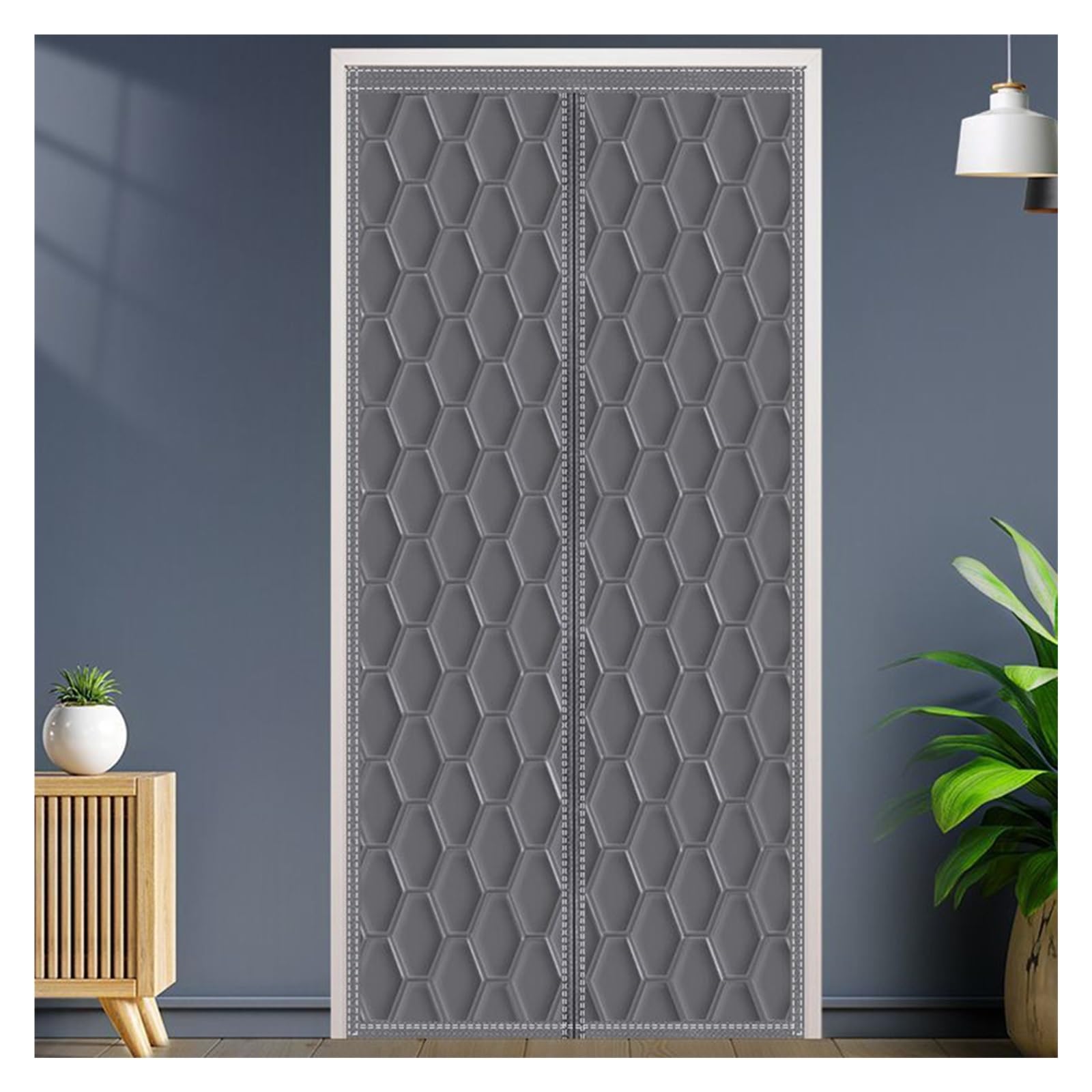 LuoAXINN Thermal Door Curtain Autumn And Winter Door Curtains For Warmth And Cold Resistance Air Conditioning Insulation Oxford Fabric(Grey)