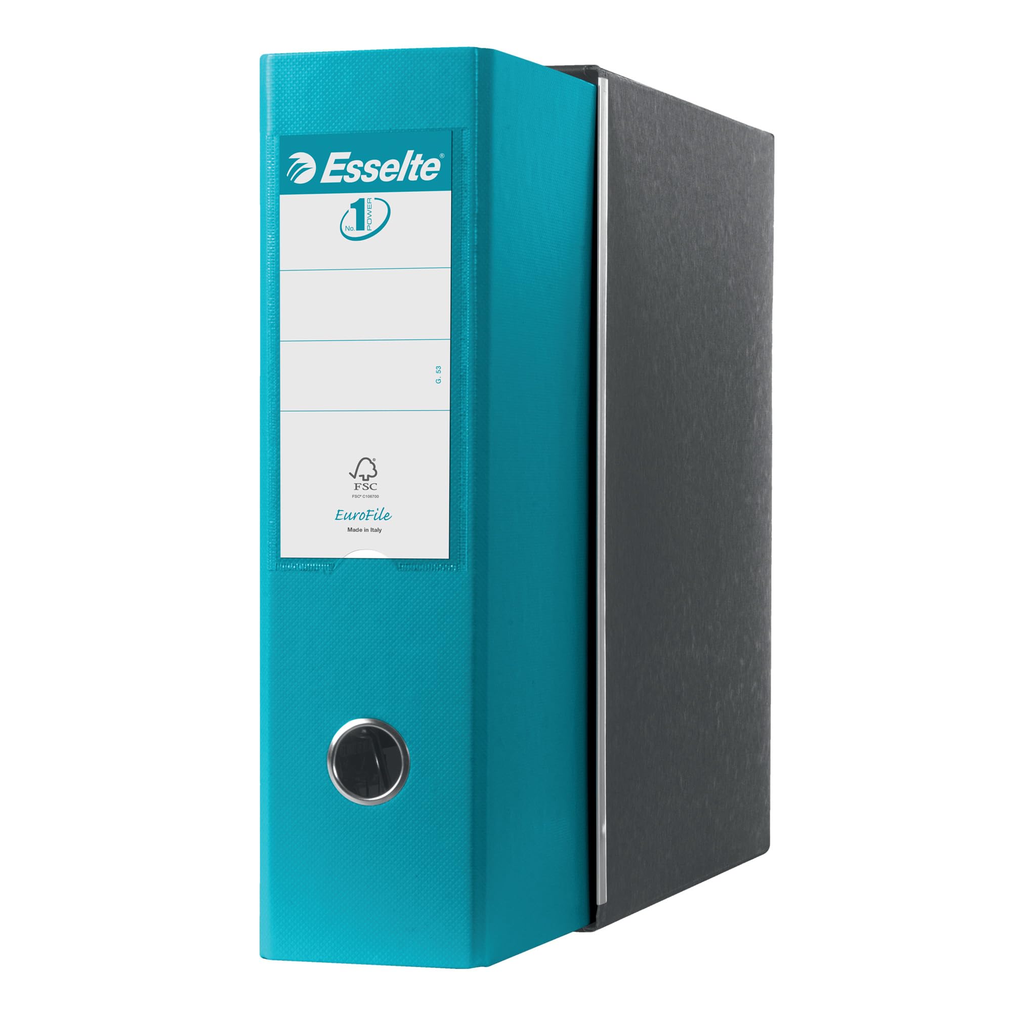 ESSELTE G53 EUROFILE Registratore - f.to commerciale dorso 8 cm - Turchese - 390753800 - Conf. da 6 Pezzi