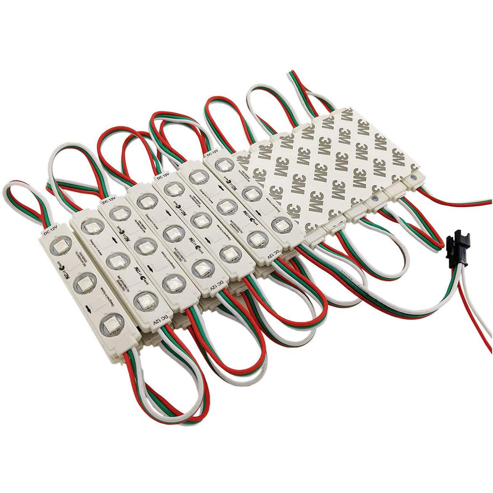 YUNBO 100Pcs WS2811 RGB LED Module Lights DC 12V SMD 5050 Addressable Dream Color RGB LED Module Waterproof IP65 LED Storefront Lights with Tape Adhesive Backside