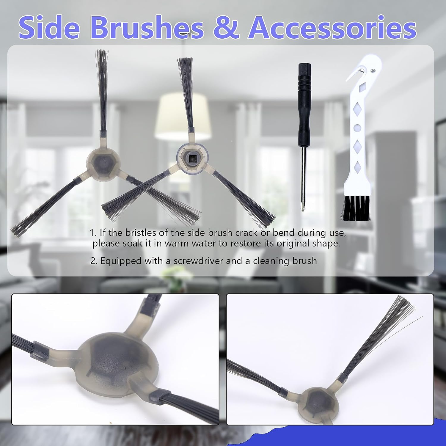 Replacement Parts Accessories Compatible with Lefant M3/ M3 MAX Robot Vacuum (2 Main Brush, 6 Hepa Filter, 6 Dust Bags, 8 Mop Pads, 6 Side Brushes,1 Screwdriver,1 Cleaning Brush) (M3/M3 MAX)