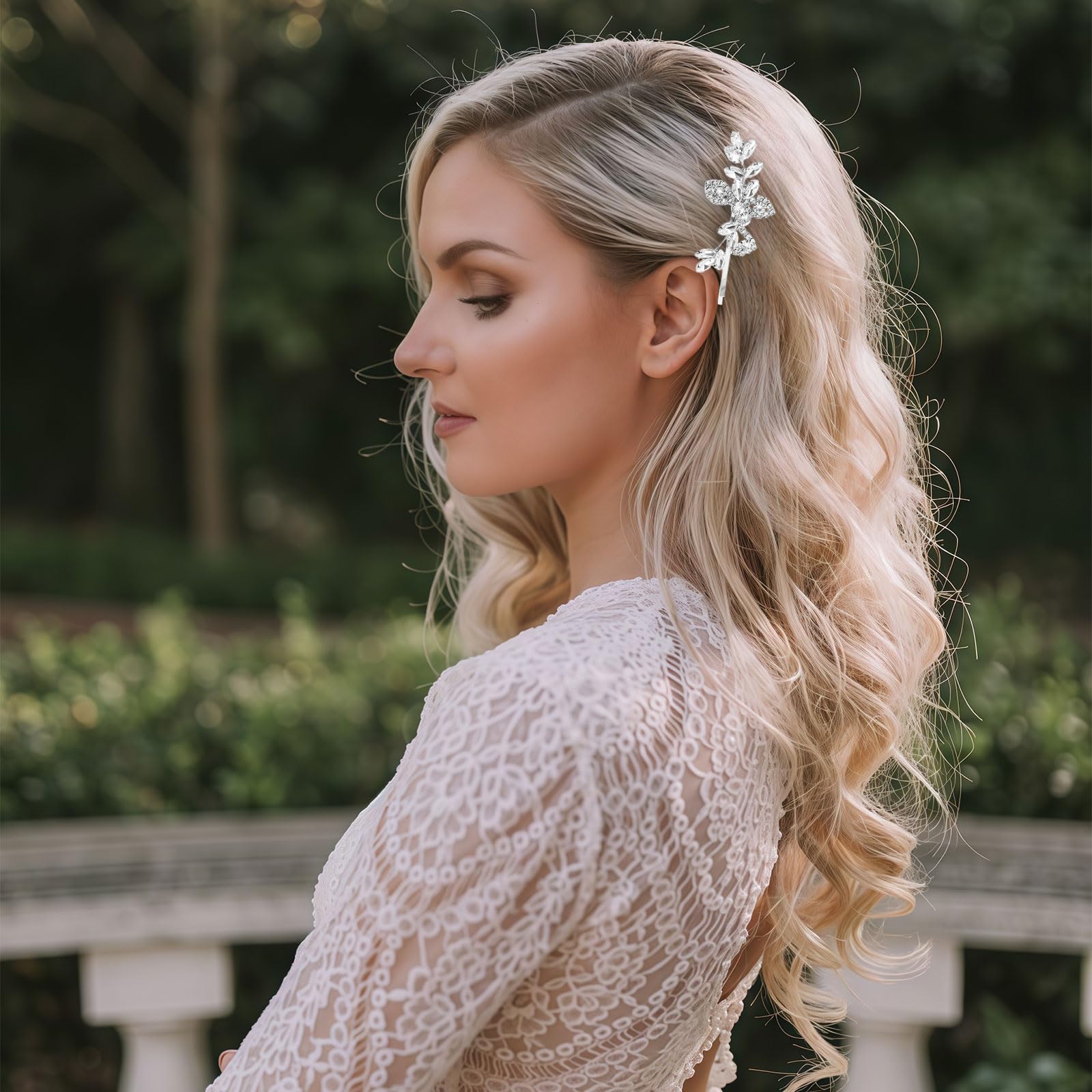 Horquillas de strass para mujeres accesorios para el cabello con flores plateadas brillantes pasadores de cristal