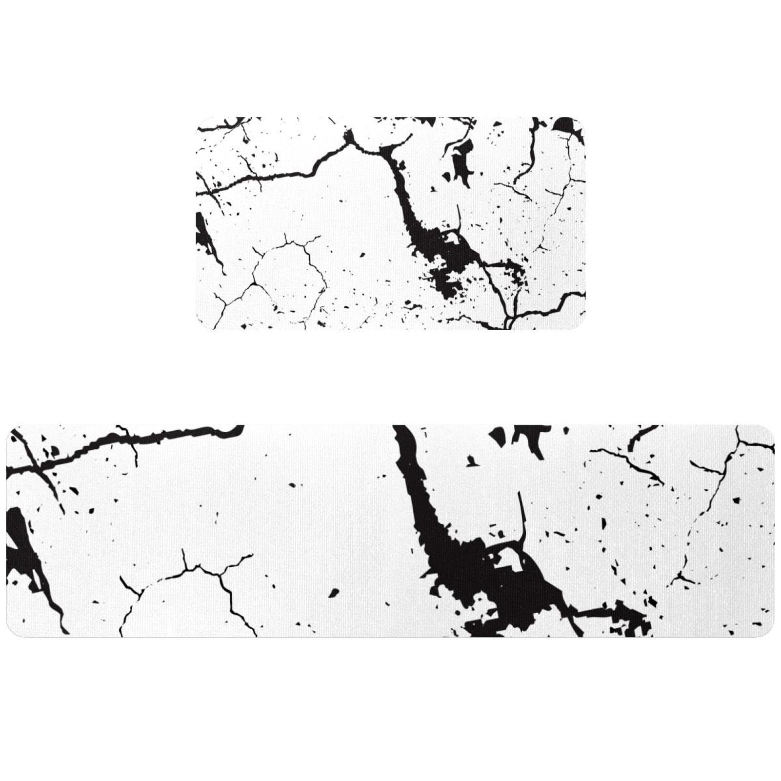 Tapis de cuisine grunge noir et blanc lot de 2 lavables et antidérapants pour couloir