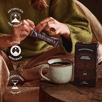 Ancient + Brave Cacao Collagen Powder 15 x 10g | Cacao Powder | Bovine Collagen Peptides & Ashwagandha| High Protein | Chocolate Blend | Easily Digestible & Highly Absorbable