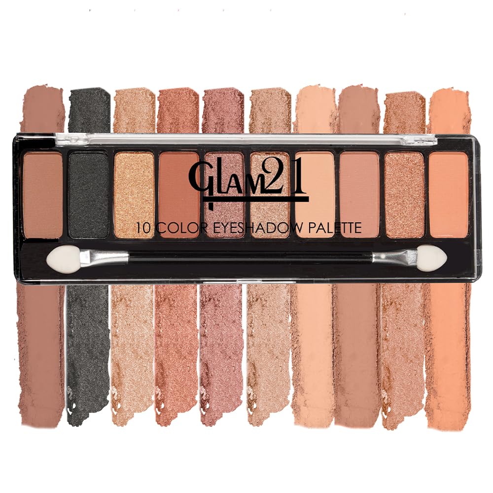 Glam21 Get Smoky 10 Color Eyeshadow Palette |Long-Lasting | Smudge Free | Long Wearing And Easily Blendable Eye Makeup Pal...