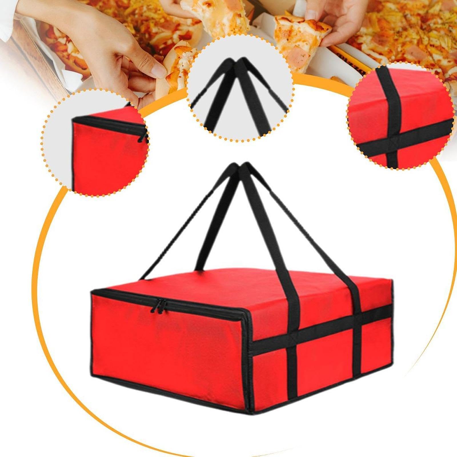 ?????? Pizza Warmer Bag Reusable for Delivery Multifunctional Lightweight Food Bag Pizza Carrier for Catering Companies Food Service, 50cmx50cmx20.5cm