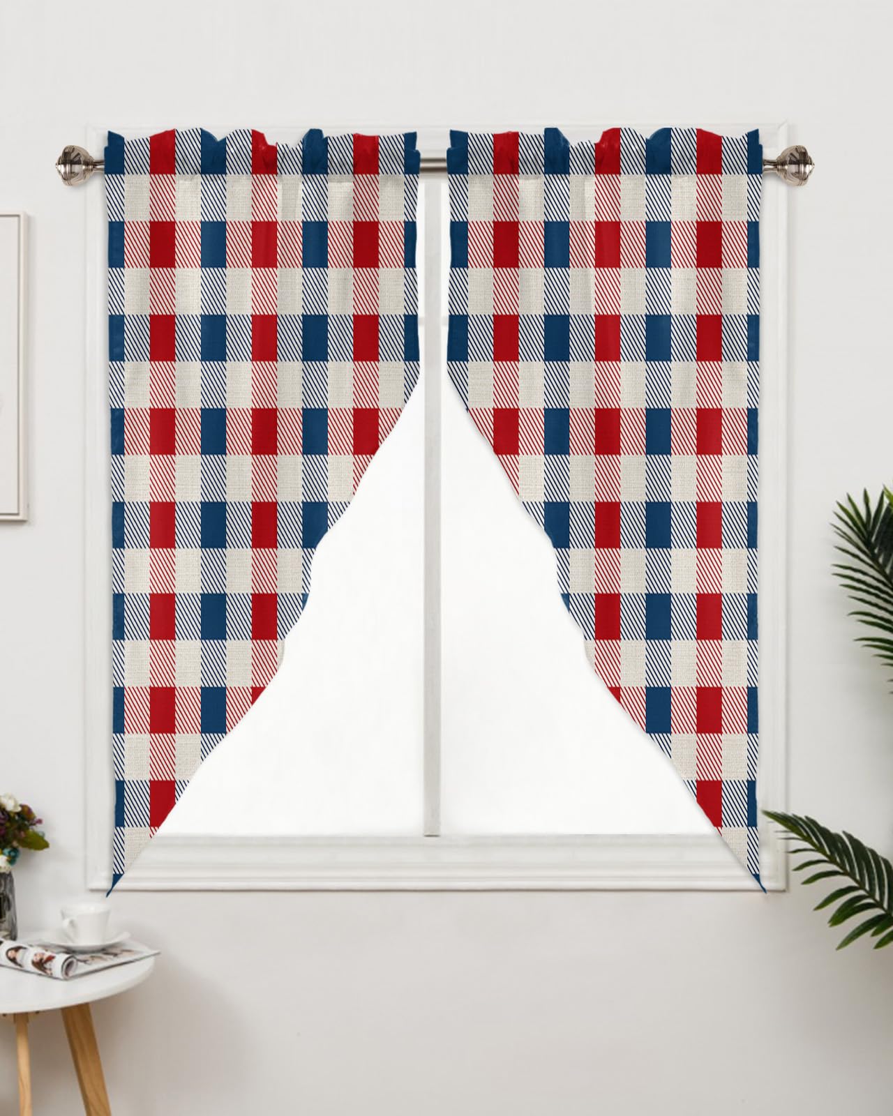 Juego De Cortinas De Cocina Con Cenefa, 3 Piezas Con Bolsillo Para Barra, Cortinas Para Dormitorio, Sala De Estar, Baño, Cafetería, Ventanas, Geométricas, Azules, Caqui, Verde Azulado, Gris, 56 X 36