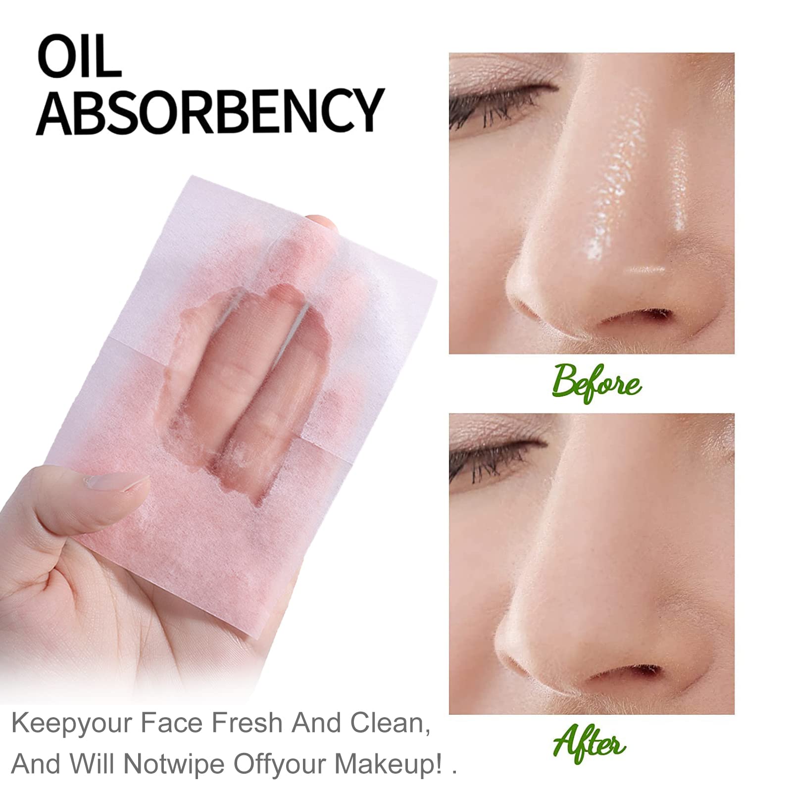 Papel absorbente de aceite facial,400 Papel Secante de Aceite,Hojas de toallas de papel absorbentes de aceite natural, película de papel absorbente de aceite facial de tejido para hombres y mujeres