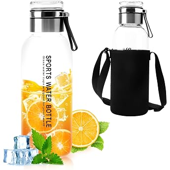 Glass Bottle 1.5 Litre Water Bottle Glass Water Bottle Glass mit Schutzh lle Glastrinkflasche Teeflasche mit Sieb Glasflaschen Glass Water Bottle Glasdeckel als Becher Verwendbar