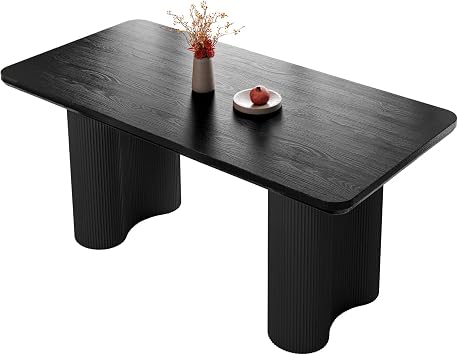 62.99 Modern Black Rectangular Dining Table for 6
