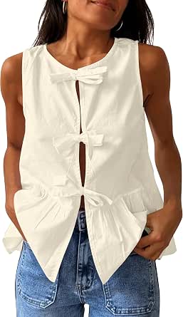 Women's Y2K Vintage Babydoll Tank Top - Lace Trim, Bowtie Front Peplum, Spaghetti Strap Cami For Going Out - View #6