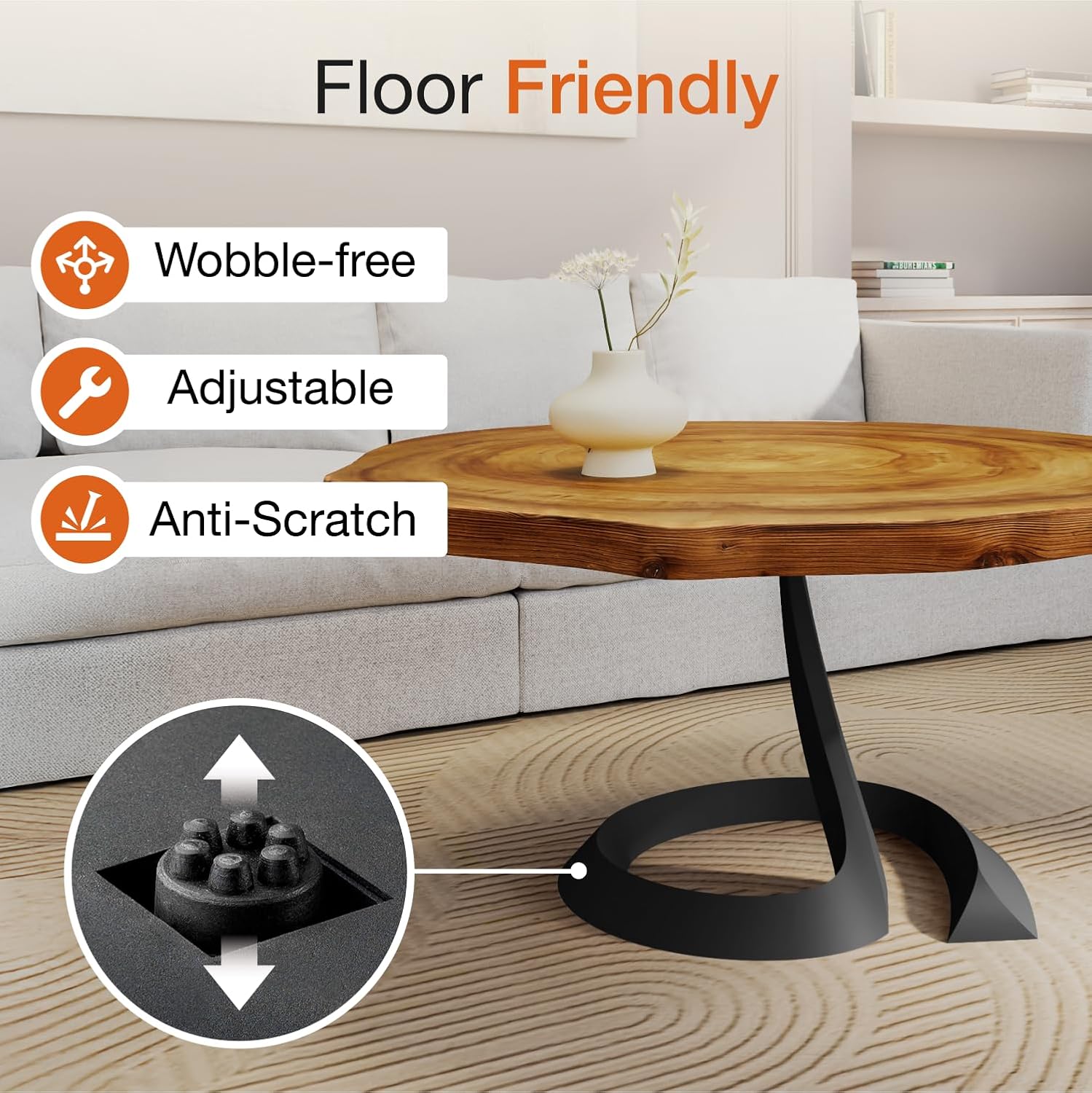 Flowyline 16" H 223 Python Handcrafted Black Metal Table Legs and Bases for Coffee Tables | Steel Table Base | Rust-Resistant, Adjustable Furniture Legs | DIY Mid-Century Modern Indoor/Outdoor