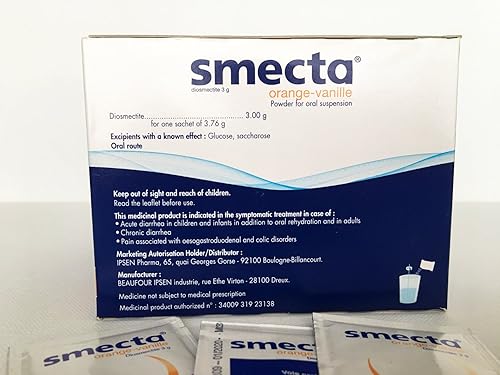 Original Smecta 0.11 oz Producto de Francia 60 sobres Tratamiento natural de la diarrea aguda