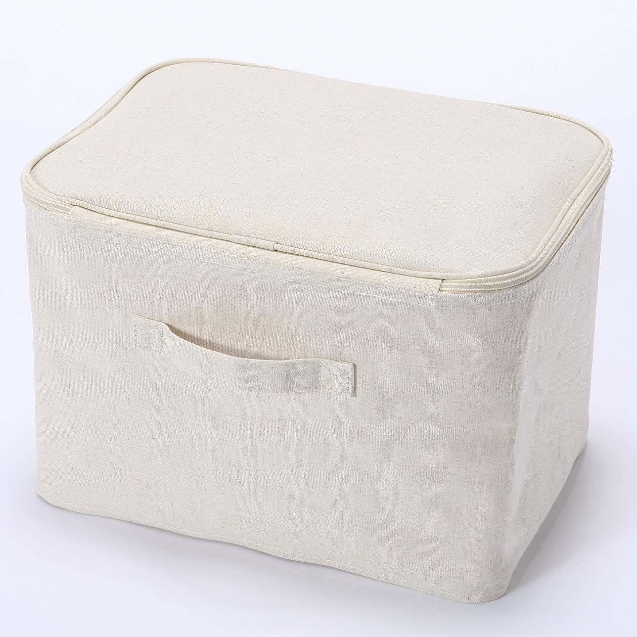 Muji Cotton Linen Polyester Soft Rectangle Storage Box with Lid, Medium