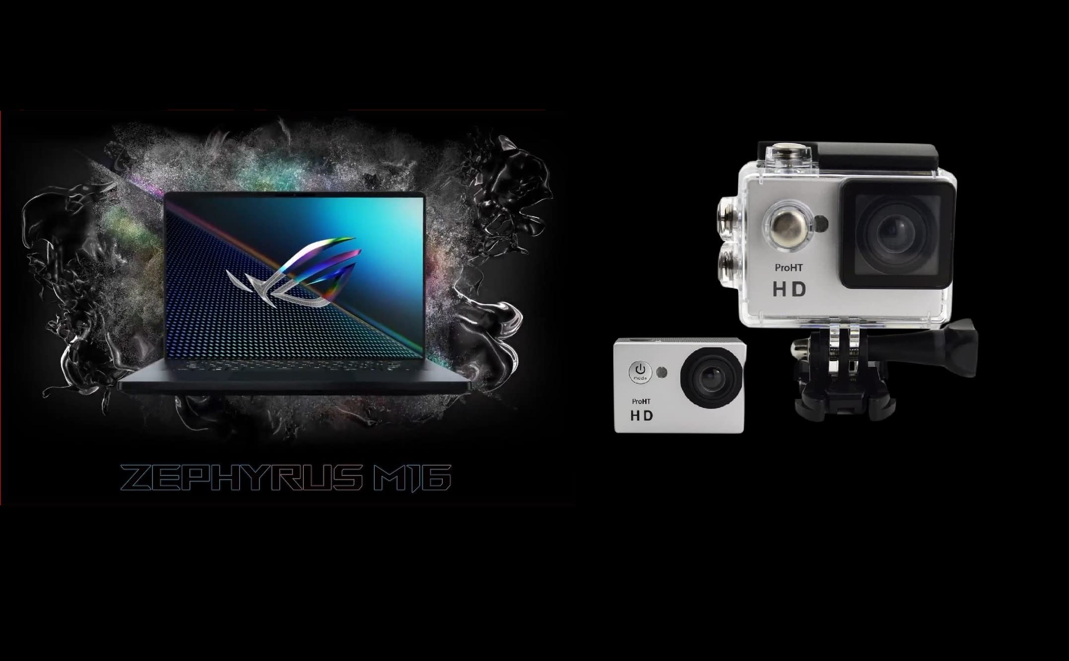 2022 Latest Asus Rog Zephyrus M16 Gaming Laptop 16” WQXGA 165Hz Display 12thGen Core i9-12900H 40GB 4TB SSD NVIDIA RTX 3070 8GB RGB Backlit Eng Key WIN11 Black With Free Pro HT Action Camera