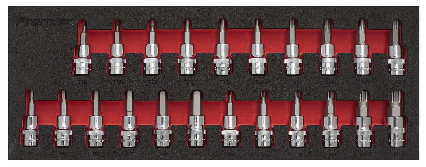 Sealey AK6243 22PC 3/8"Sq Drive TRX-Star*/Hex/Spline Socket Bit Set, Red, Variety Pack - Image 3