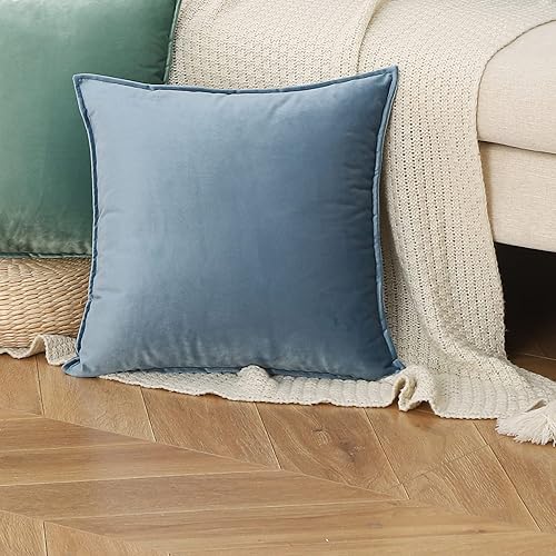 Miniatura 2 de JIAHANNHA Juego de 2 fundas de almohada de terciopelo azul piedra, decorativas, suaves para sofá, dormitorio, sala de estar y automóvil, 16 x 16