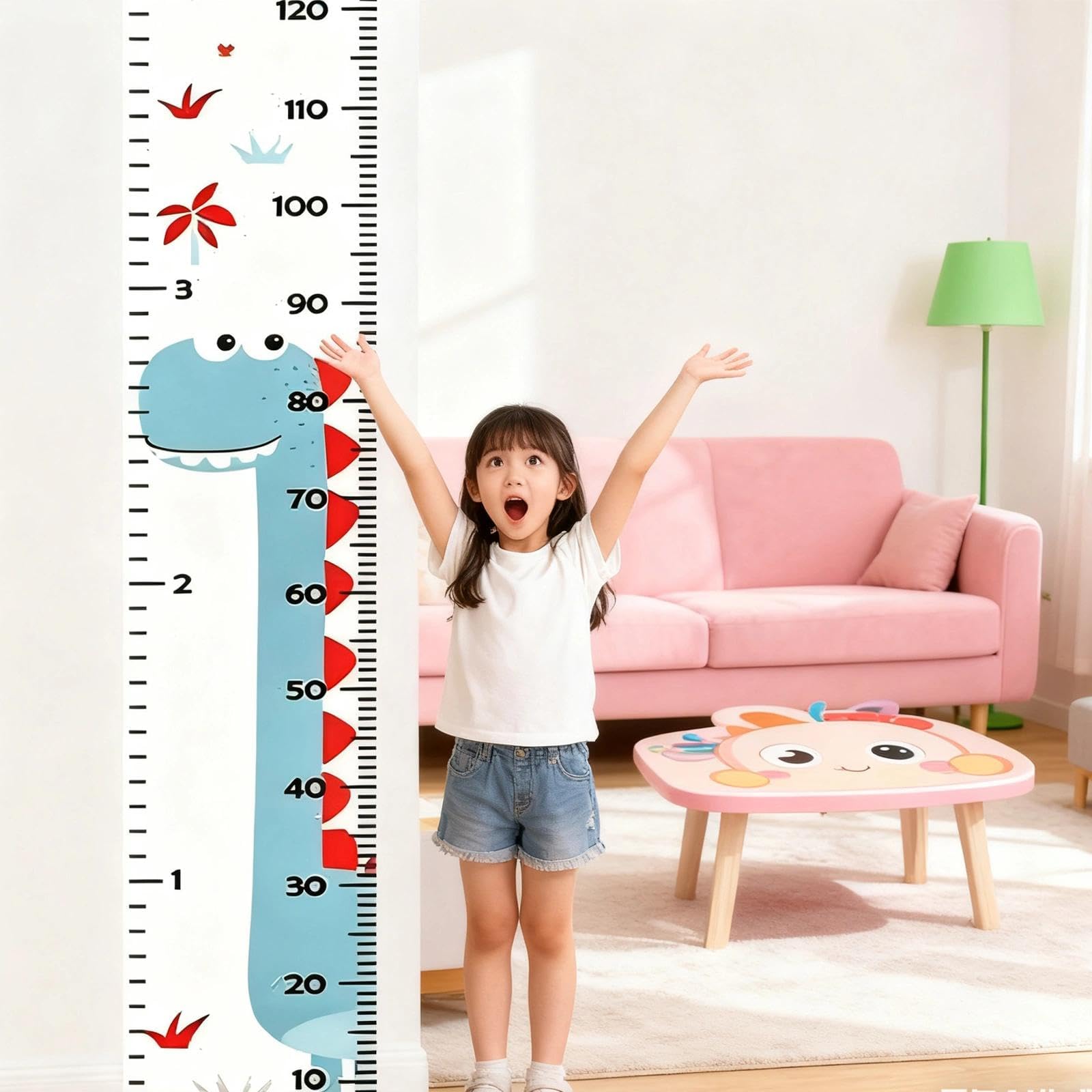 Height Chart for Kids Wooden Kids Height Wall Chart, with Height Stickers & 2PCS Hooks - Image 4