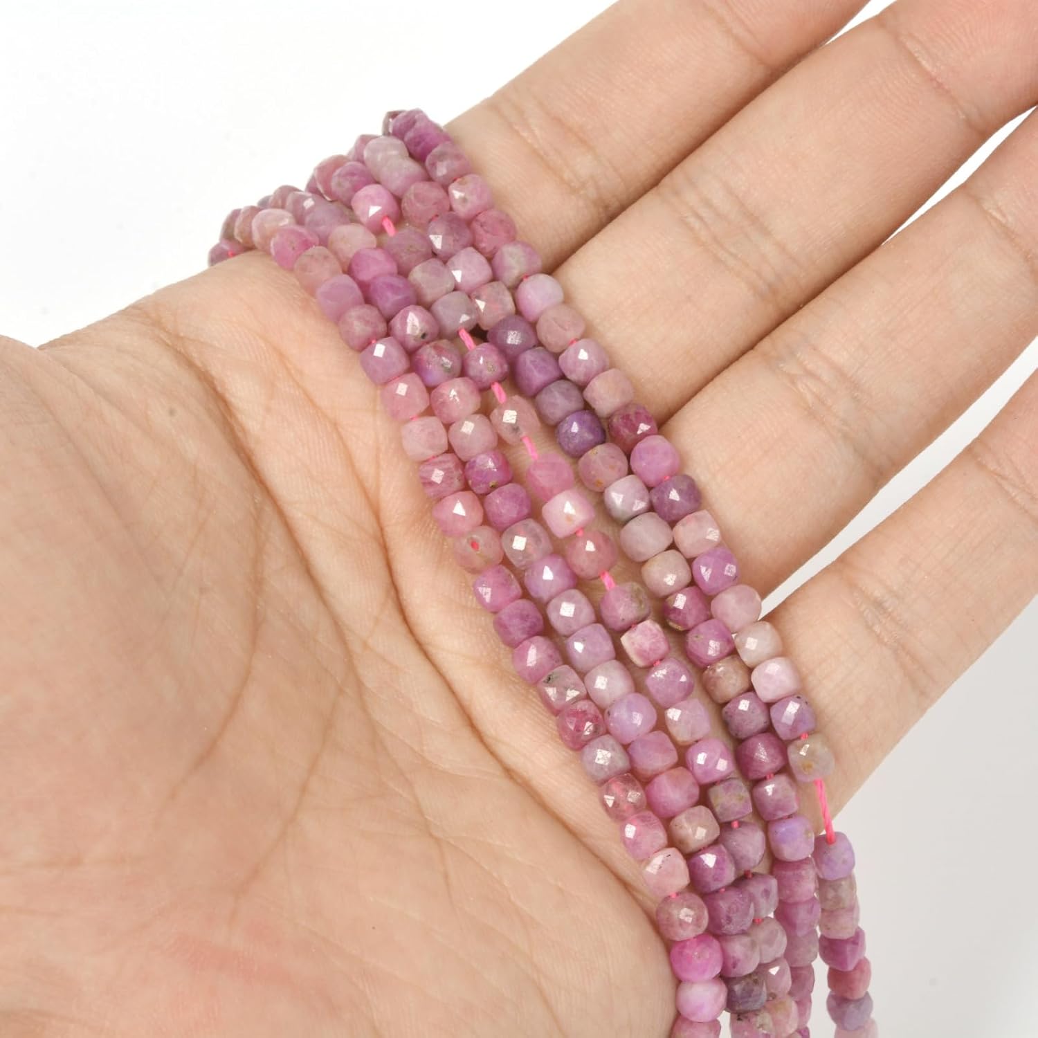 Natural Ruby Gemstone 4mm Faceted Cube Square Loose Beads 16 Inch for DIY Jewelry Making Beads - Image 3