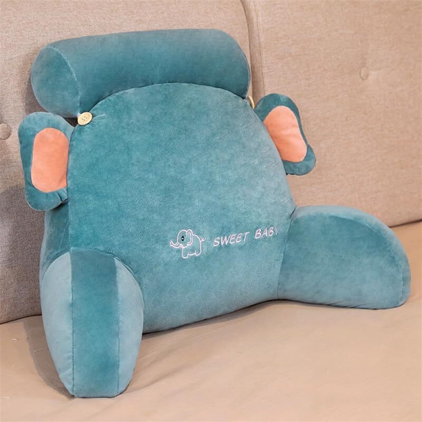 MYXJX back support cushion, Back Support Comfortable Backrest Cushion for Relax Arm and Lumbar Fluffy Bedrest(Blue,70 * 40cm)