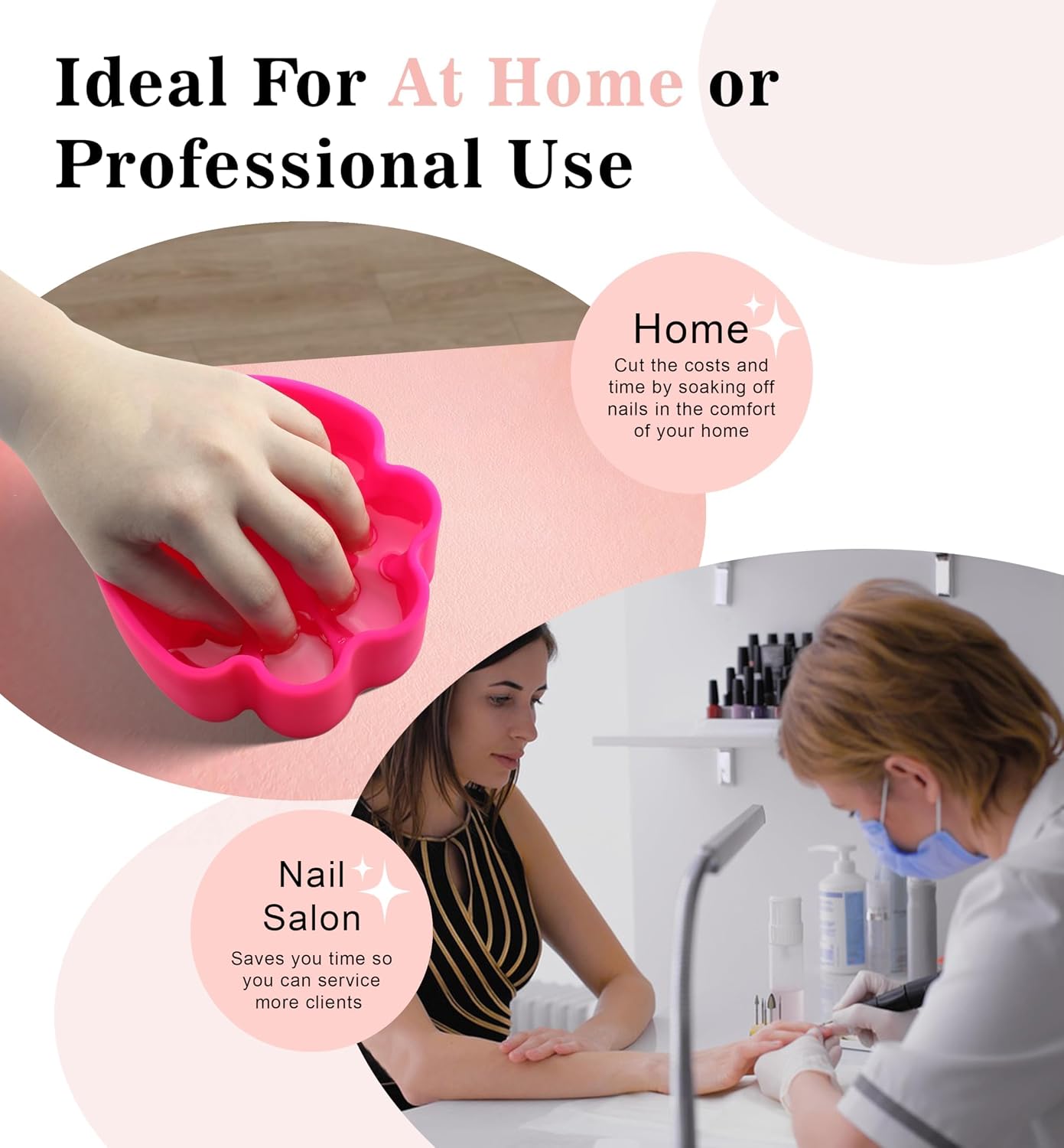 [2 PCS] Nail Polish Remover Soaking Bowl, Nail Soaking Bowl, Manicure Bowl for Polish Removal, Unique Paw-shaped Silicone Nail Soaking Bowl, Pink Color
