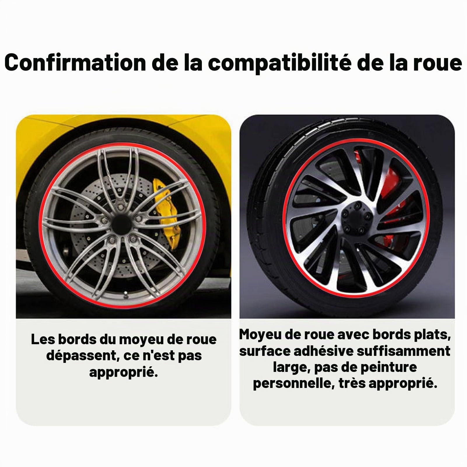 Akozon Le Protecteur de Jante en Alliage D'aluminium Assure Une Protection à 360 Degrés pour Les Jantes de Voiture, Moyeu Universel Rouge de 18 Pouces.