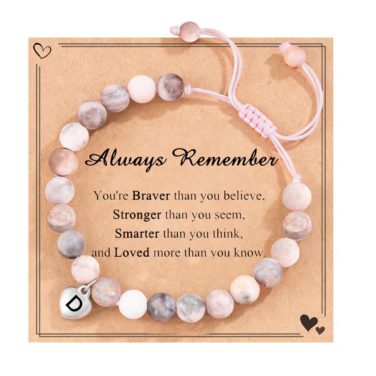 Tinuos Christmas Gifts for Teen Girl,Adjustable Natural Stone Bracelet for Teen Girls - Trendy Stuff and Cute Friendship Letter Bracelet Jewelry Gifts