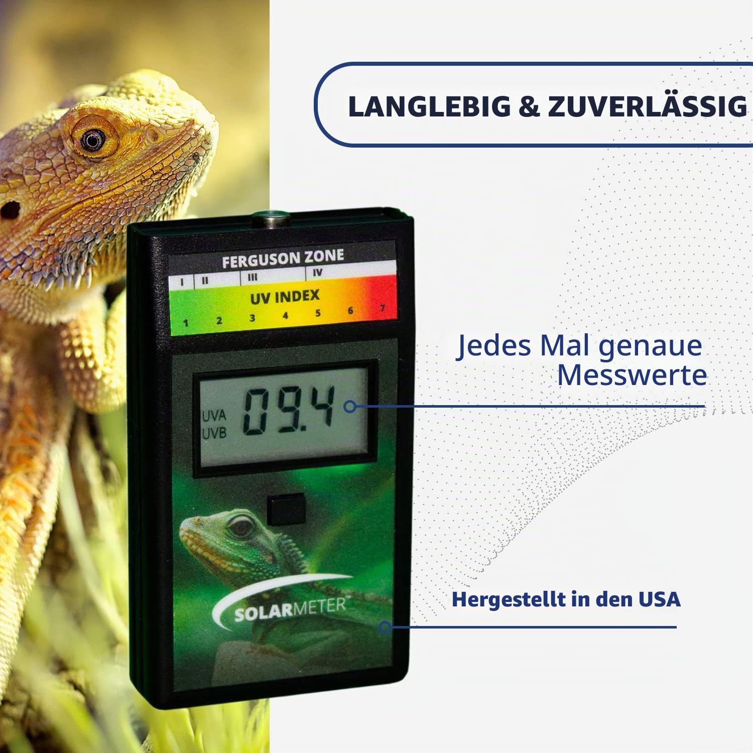 Solarmeter UV-Index-Messgerät für Reptilien, Modell 6.5R, ABS-Polymer, schwarz