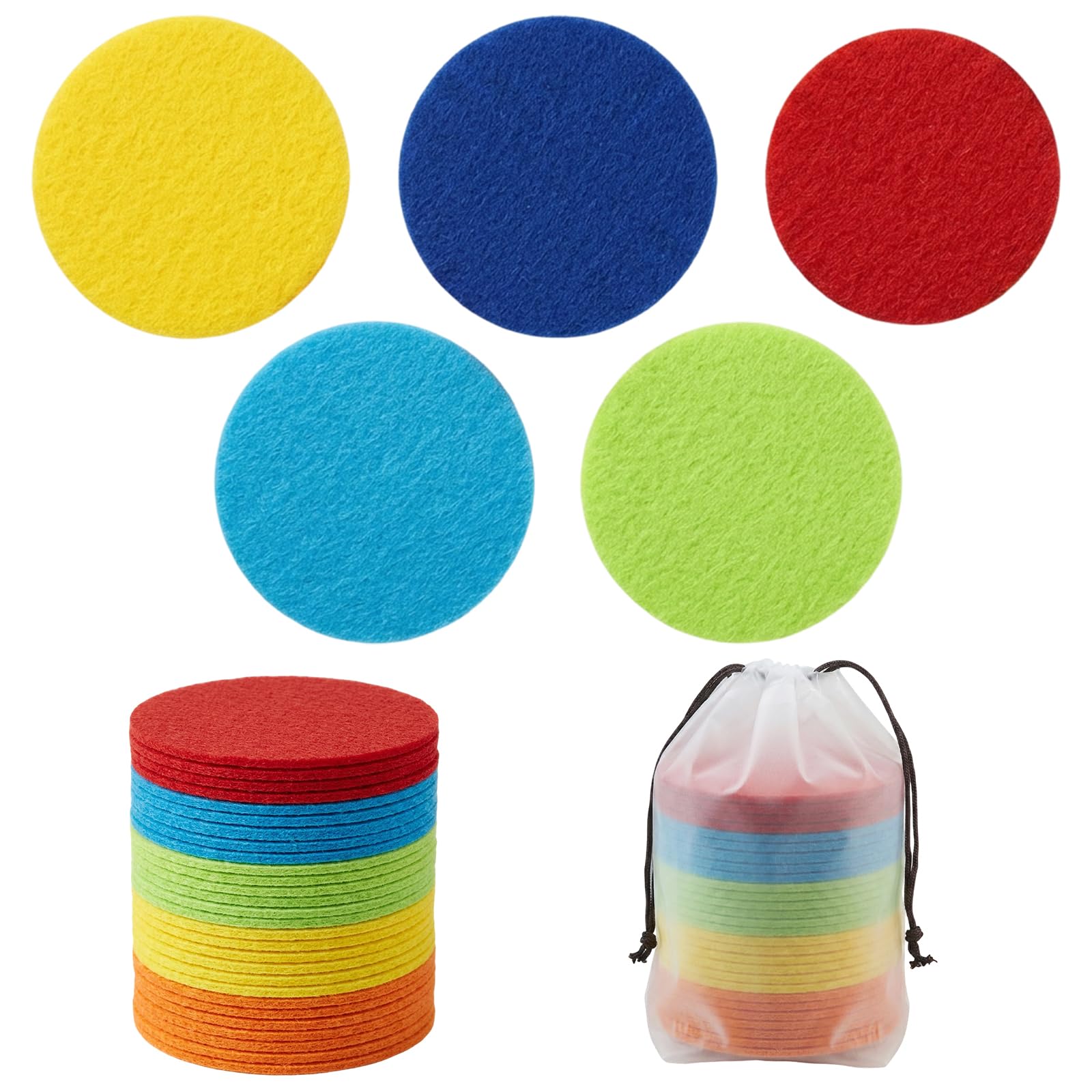 40Pcs Carpet Spots for Classroom Organisation, Professional Training Markers, Multipurpose Activity Positioning Tools, Adhesive Spots with Storage Bag, 10cm Diameter, 5 Colour Options