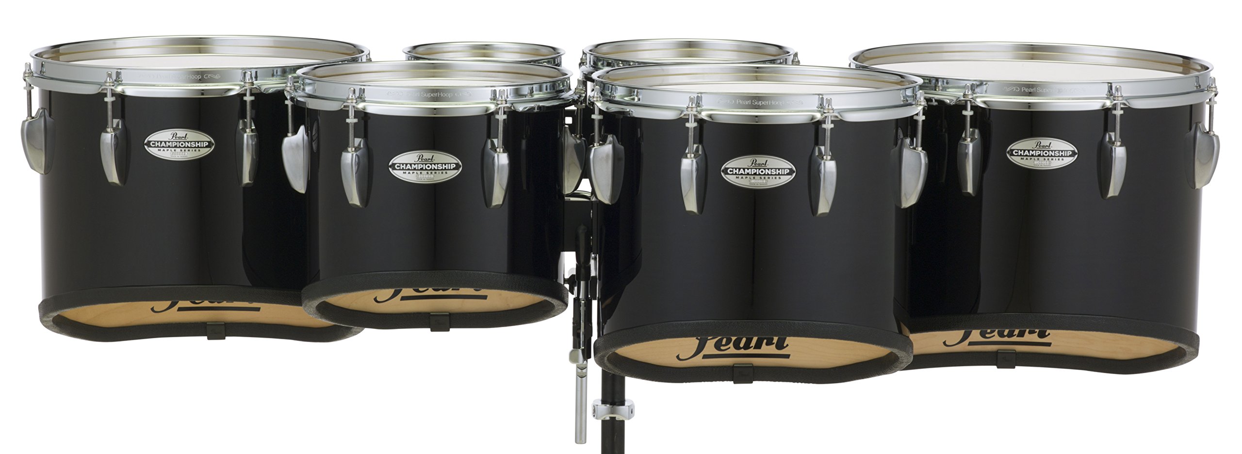 Pearl Championship Maple Marching Tenor Drums Sextet Sonic Cut 6, 8, 10, 12, 13, 14 in. Midnight Black #46