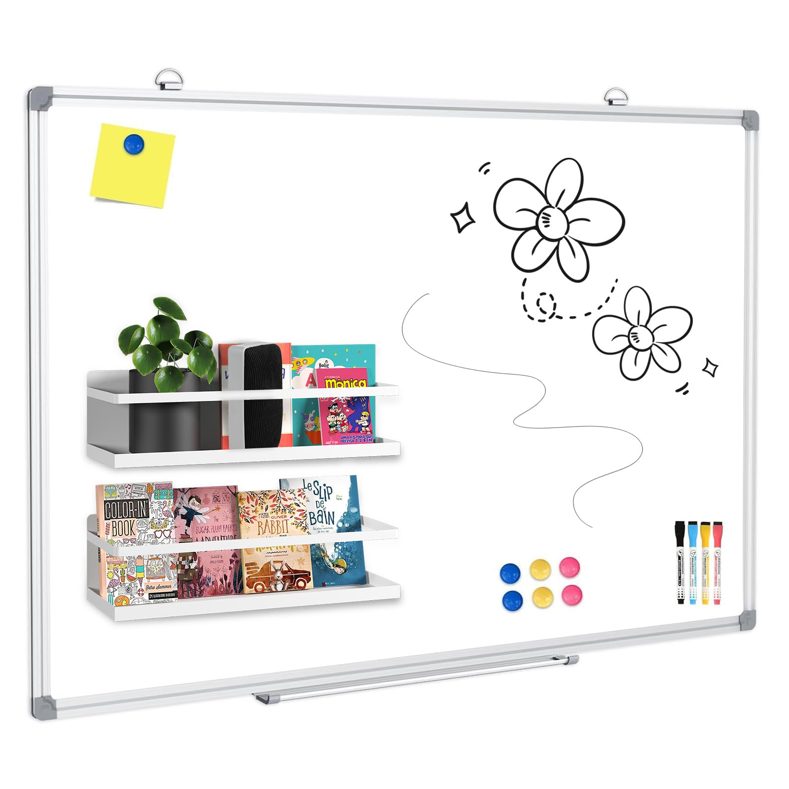 VANPET 2 Pcs Metal Magnetic Book Shelf for Whiteboard, Metal Magnetic Bookshelf, Book Display Shelf for Teacher Kids Classroom Office (White, 11" x 4.3" x3.1") - Image 4