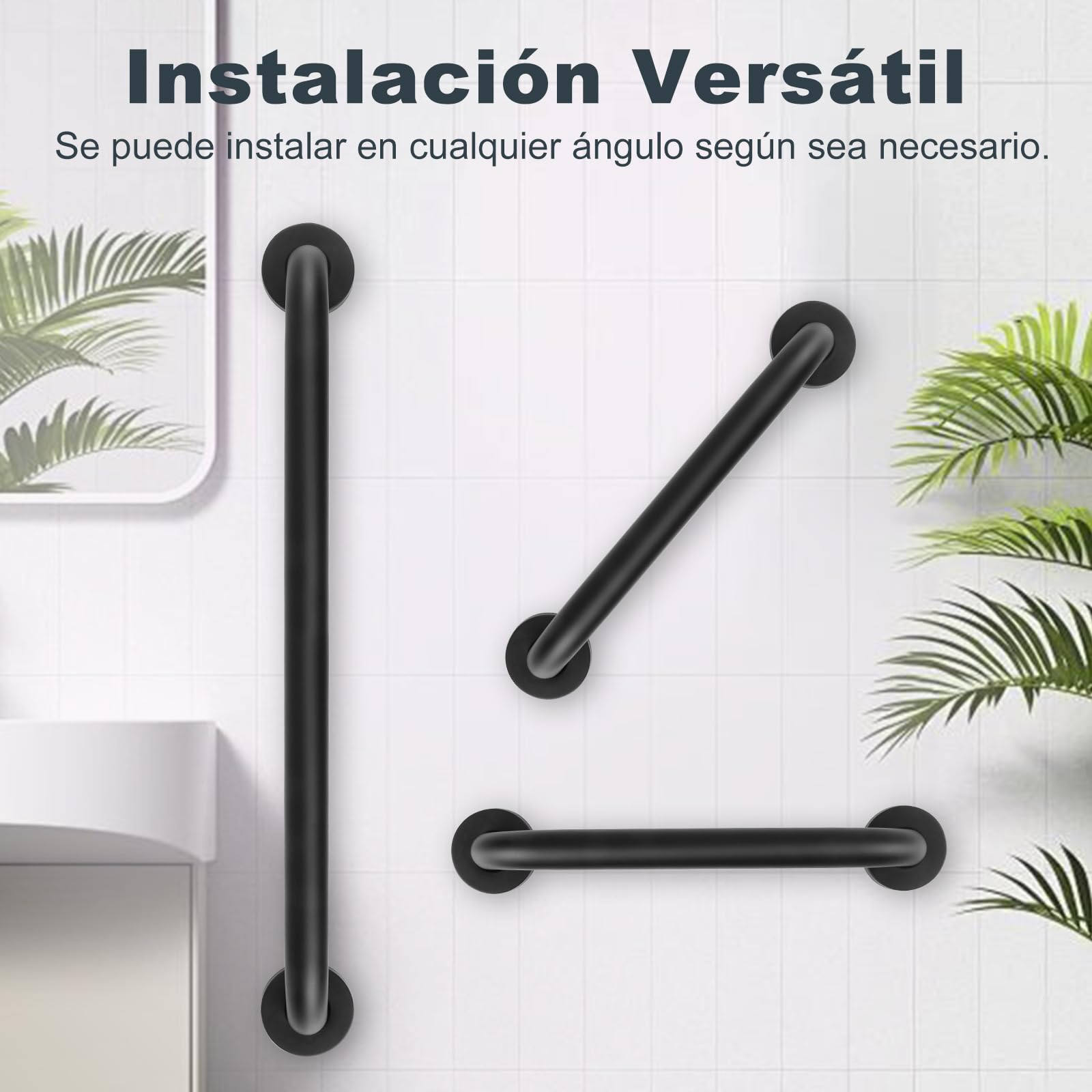 YF Barra de Agarre para Ducha, 60 cm Barra de Agarre de Baño de Acero Inoxidable, Barra de Ducha Antideslizante Negra Asidero para Ducha Barra de Soporte Barra de Equilibrio para Ducha