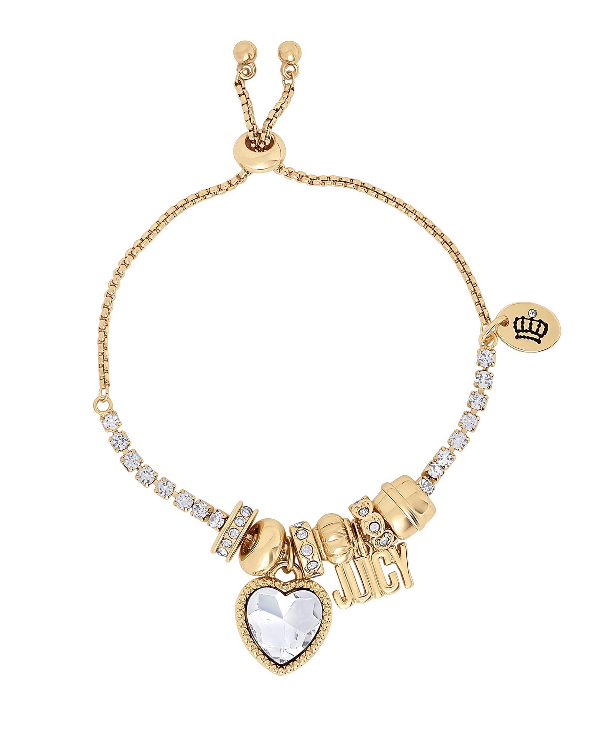 Juicy Couture Adjustable Tennis Bracelets for Women 7 Charms, Gold-Tone