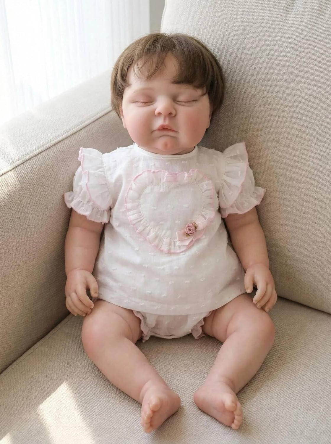 Angelbaby Real Life Reborn Baby Dolls Girl 20 inch Realistic Soft Vinyl Silicone Baby Doll Sleeping Newborn Dolls Cloth Body Reborn Babies Toy Dolls for Girls Ages 3+