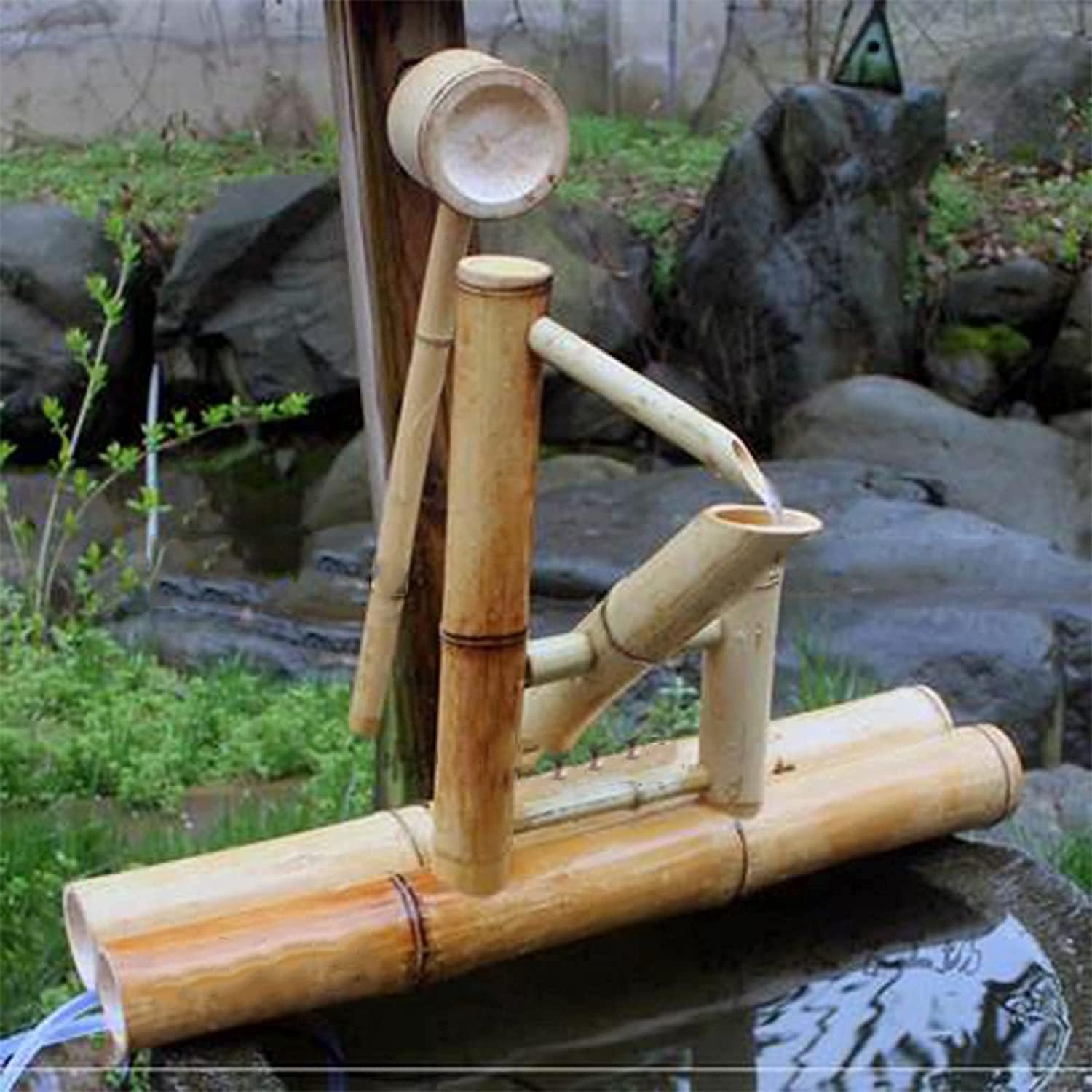 Water Fountain Garden, Bamboo Filling Devarling Device of Birds Dried Car Whole Water Landscape Moine Fountain Gardening.