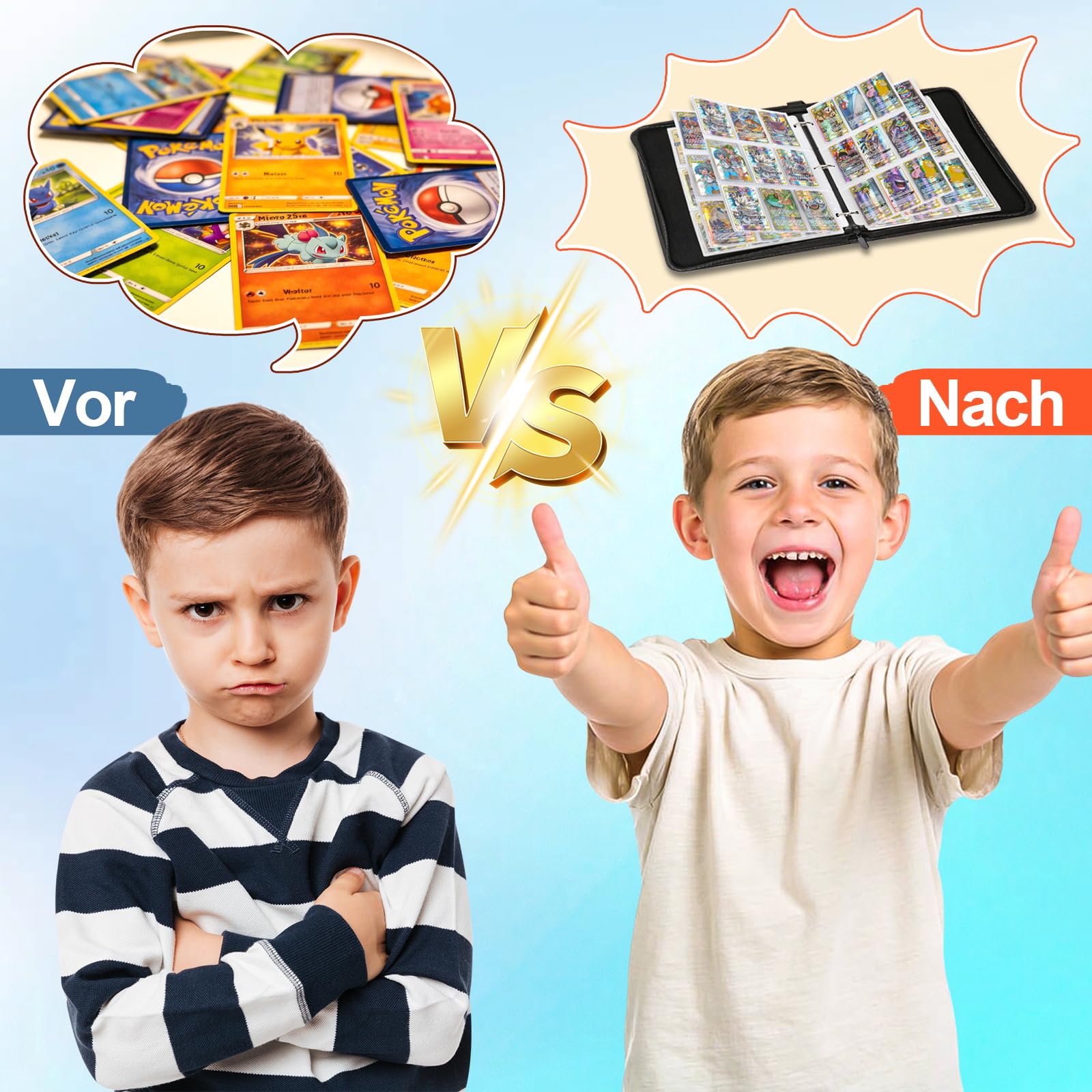 LYAILOOGXL Sammelalbum für Pokémon 900 Karten: 50 Seiten(9 Fächer) - Wasserdichtes PU-Leder - PVC-frei & kompatibel mit Scarlet & Violet, Sword & Shield - Für Kinder & Sammler ab 6 Jahren